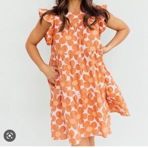 Jacquie the Label Daisy Babydoll Dress Floral Tiered Mini WITH POCKETS